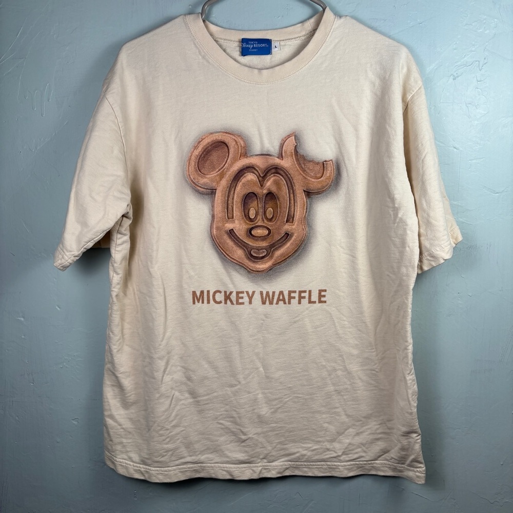 Tokyo Disney Resort Mickey Waffle Great American Waffle Company Cream T-Shirt